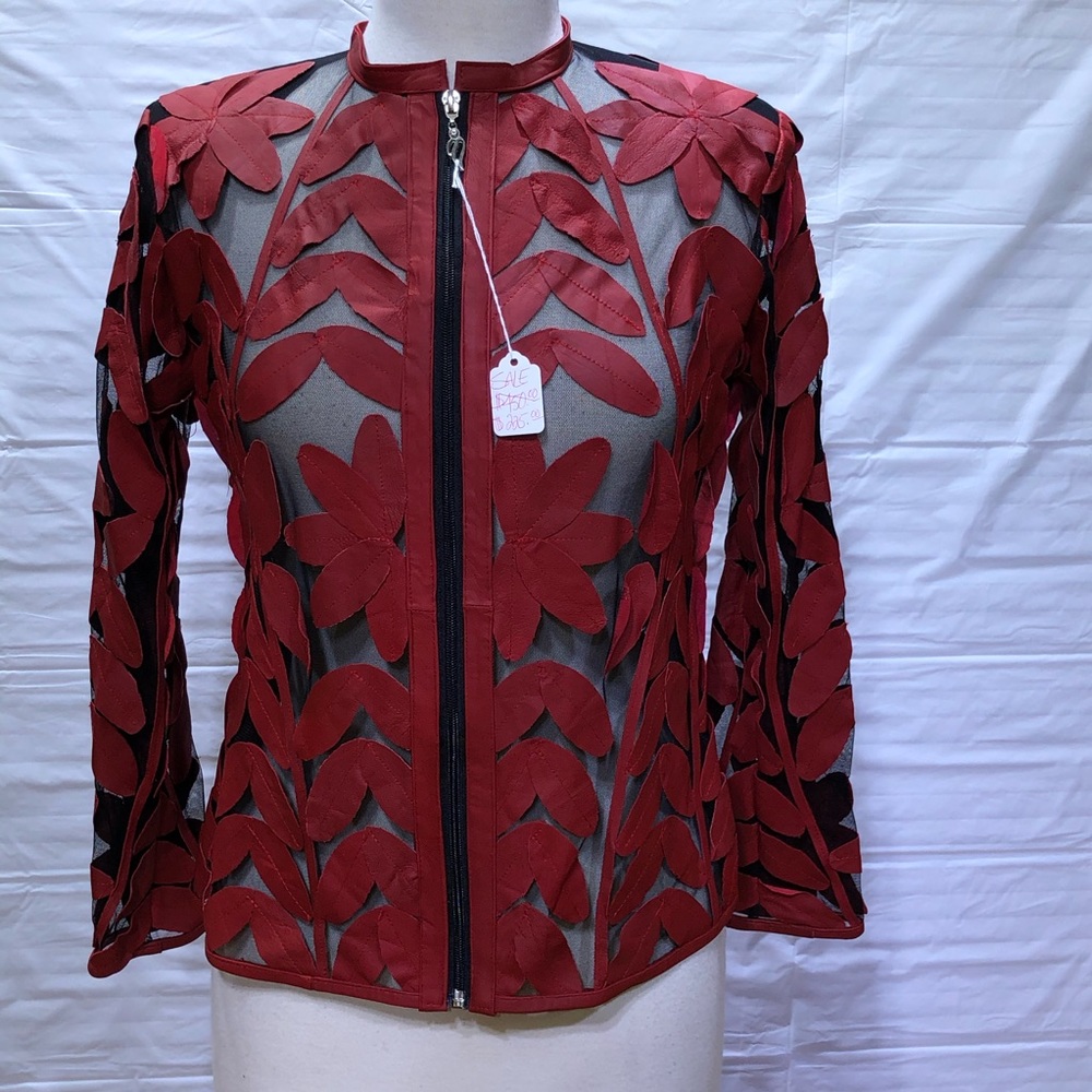 Red Leather and mesh jacket
